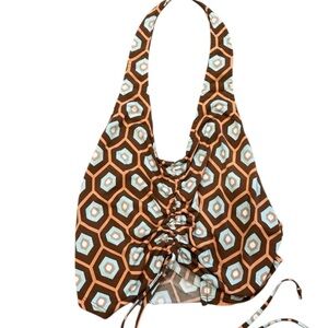 Geometric Halter Top in Brown and Blue Rebelious Dreamer sz Small